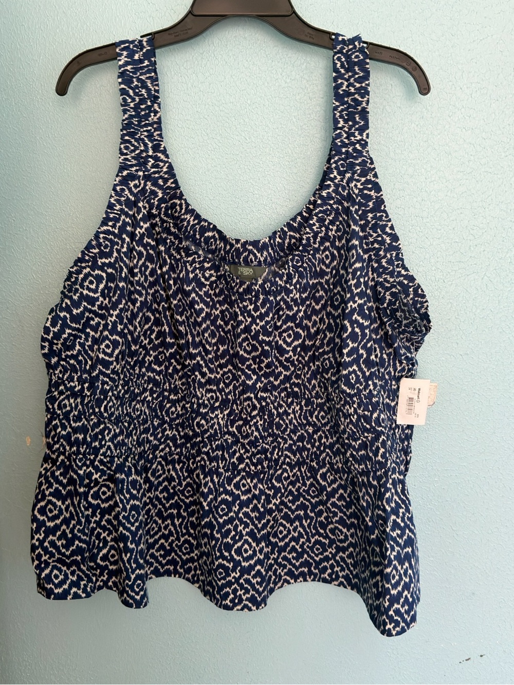 Terra & Sky Navy and White Printed Tank Top